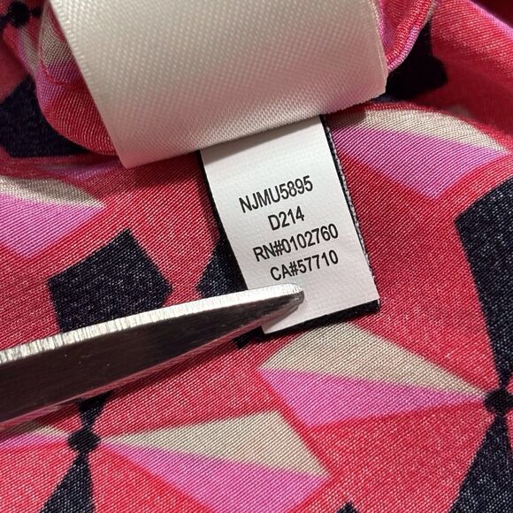 Kate Spade Silk Blend Dress Diamond Pinwheel Print Womens Large Pink Black READ - Picture 11 of 12